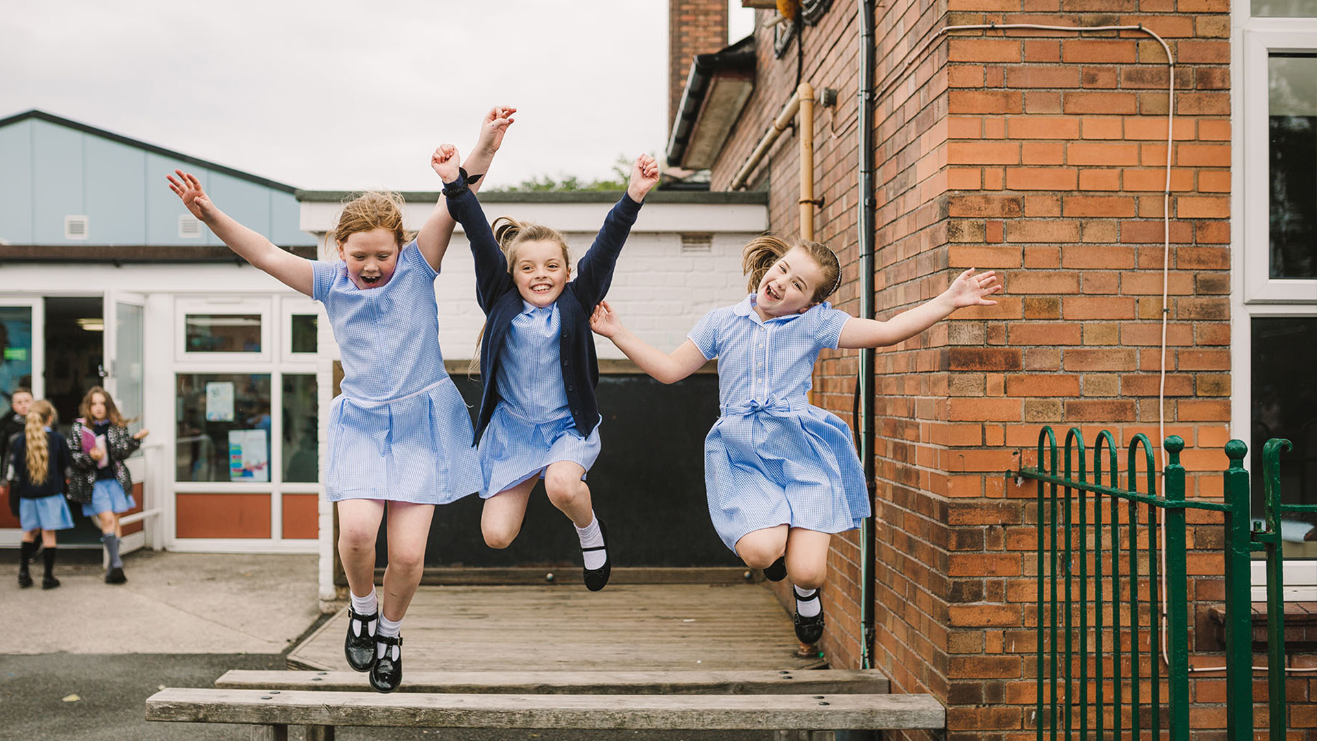 Pupils outside Co-op Academy Woodslee